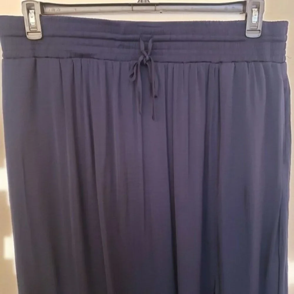 Chico's Rayon Blend Lightweight Blue Maxi Skirt w/Side Slit Chicos Sz 3/XL EUC